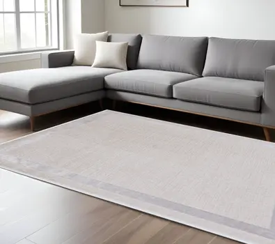 8' X 11' Gray and Ivory Area Rug