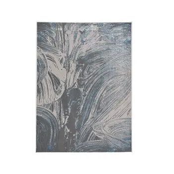 3' X 5' Silver Or Blue Abstract Brushstrokes Area Rug