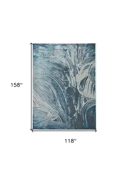 10' X 13' Blue And Silver Abstract Area Rug