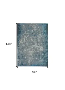 8' X 11' Blue and Silver Abstract Area Rug