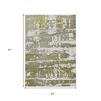 5' X 8' Ivory And Gold Abstract Area Rug