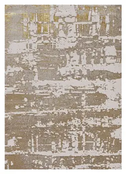 7' X 10' Ivory And Gold Abstract Area Rug