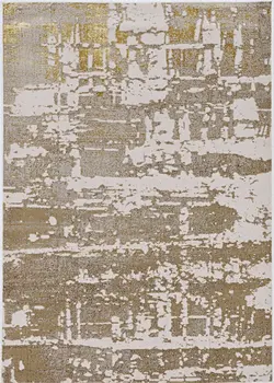 10' X 13' Ivory Gold Machine Woven Abstract Indoor Area Rug