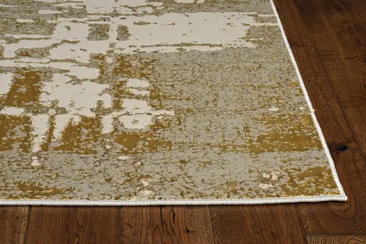 10' X 13' Ivory Gold Machine Woven Abstract Indoor Area Rug