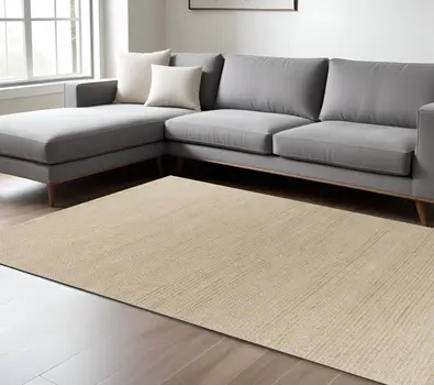 8' X 11' Tan And Ivory Wool Hand Woven Area Rug
