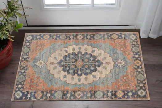 3' X 5' Blue Medallion Hand Woven Area Rug