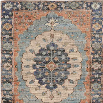 5' X 7' Blue Medallion Hand Woven Area Rug