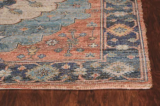 9' X 12' Blue Jute Medallion Hand Woven Area Rug