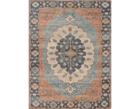 9' X 12' Blue Jute Medallion Hand Woven Area Rug