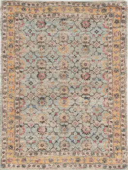 2' X 4' Blue and Orange Floral Hand Woven Area Rug