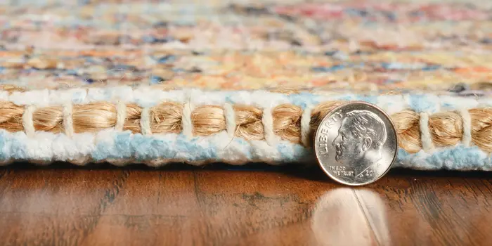 2' X 4' Blue and Orange Floral Hand Woven Area Rug