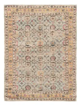 8' X 10' Blue And Beige Jute Floral Hand Woven Area Rug
