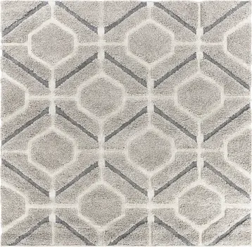 3' X 5' Light Gray Dark Gray And Teal Geometric Shag Area Rug