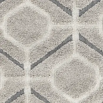 3' X 5' Light Gray Dark Gray And Teal Geometric Shag Area Rug
