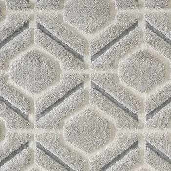 3' X 5' Light Gray Dark Gray And Teal Geometric Shag Area Rug
