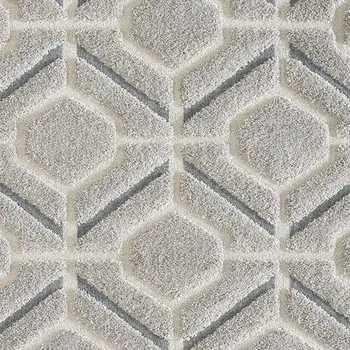 3' X 5' Light Gray Dark Gray And Teal Geometric Shag Area Rug