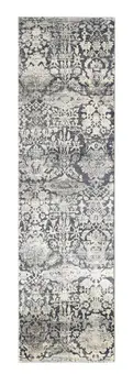 8' Gray Floral Runner Rug
