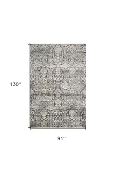 8' X 11' Gray Floral Area Rug