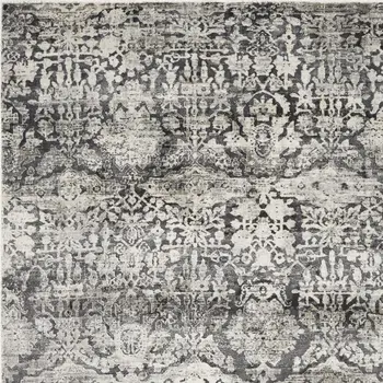 9' X 13' Gray Floral Area Rug