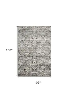 9' X 13' Gray Floral Area Rug