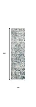 8' Teal Floral Runner Rug
