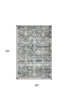 3' X 5' Teal Floral Area Rug