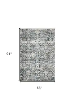 5' X 8' Teal Floral Area Rug
