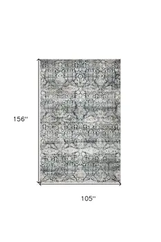 9' X 13' Teal Floral Area Rug
