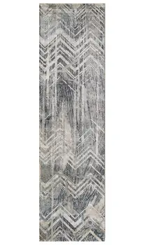 8' Gray Chevron Runner Rug