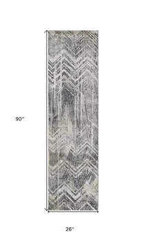 8' Gray Chevron Runner Rug