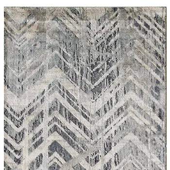 8' Gray Chevron Runner Rug