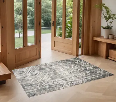 3' X 5' Gray Chevron Area Rug