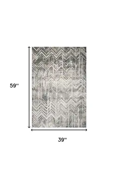 3' X 5' Gray Chevron Area Rug