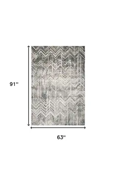 5' X 8' Gray Chevron Area Rug