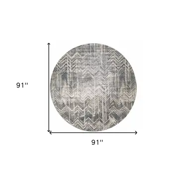 8' X 8' Gray Chevron Area Rug