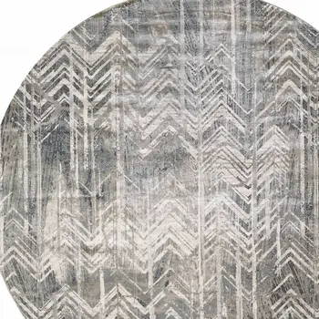 8' X 8' Gray Chevron Area Rug
