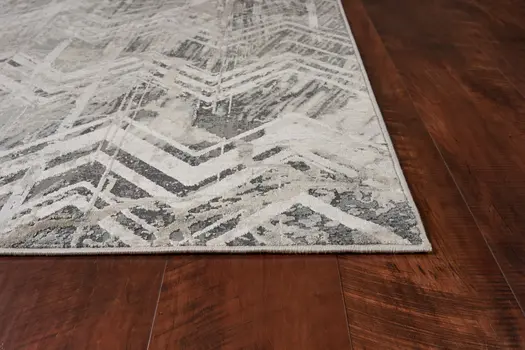 9' X 13' Gray Chevron Area Rug