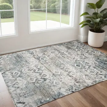 3' X 5' Teal Geometric Area Rug