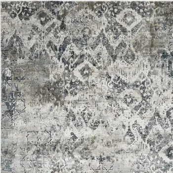 8' X 8' Ivory Gray and Teal Abstract Area Rug