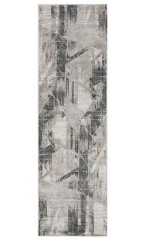 8' Gray Abstract Runner Rug