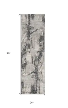 8' Gray Abstract Runner Rug