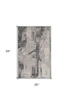 3' X 5' Gray Abstract Area Rug