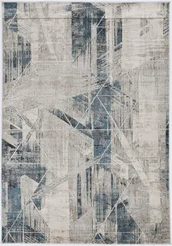 5' X 8' Blue and Gray Abstract Area Rug