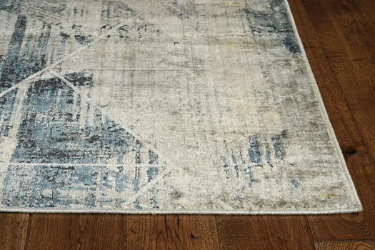 5' X 8' Blue and Gray Abstract Area Rug