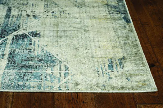8' X 8' Blue and Gray Area Rug