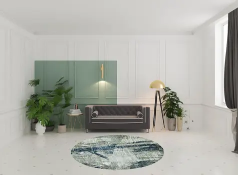8' X 8' Blue and Gray Area Rug