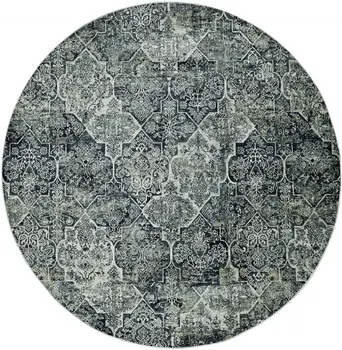 8' Gray Quatrefoil Round Rug