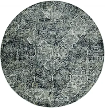8' Gray Quatrefoil Round Rug