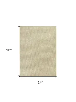 7' Ivory Jute Chevron Hand Woven Runner Rug