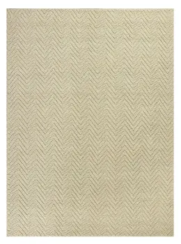 7' Ivory Jute Chevron Hand Woven Runner Rug